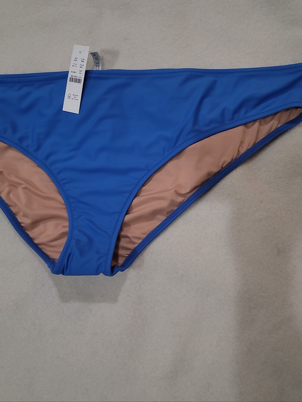NWT J. Crew Blue Women's Bikini Bottom with Nude Lining 3 Xl